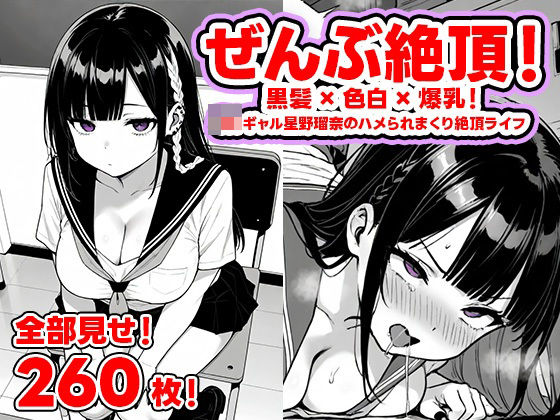 ぜんぶ絶頂！― 黒髪×色白×爆乳！  JKギャル星野瑠奈のハメられまくり絶頂ライフ【全部見せ！260枚！】<br><span style="font-size: 0.8em; color: #666;">D_724743</span>